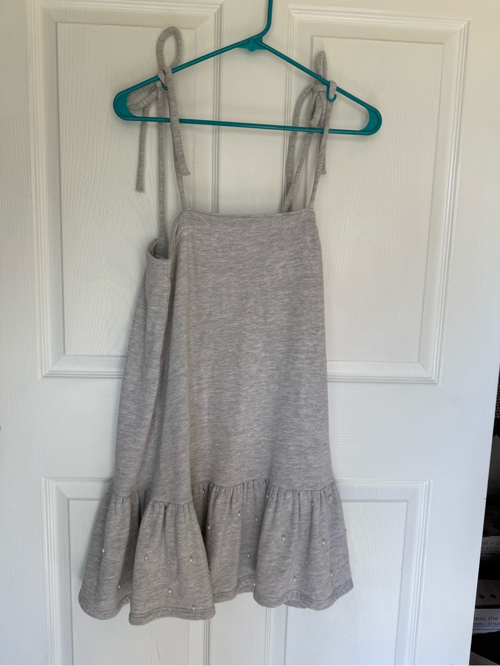 New American Eagle Tie-Shoulder Ruffle Hem Dress with pearls